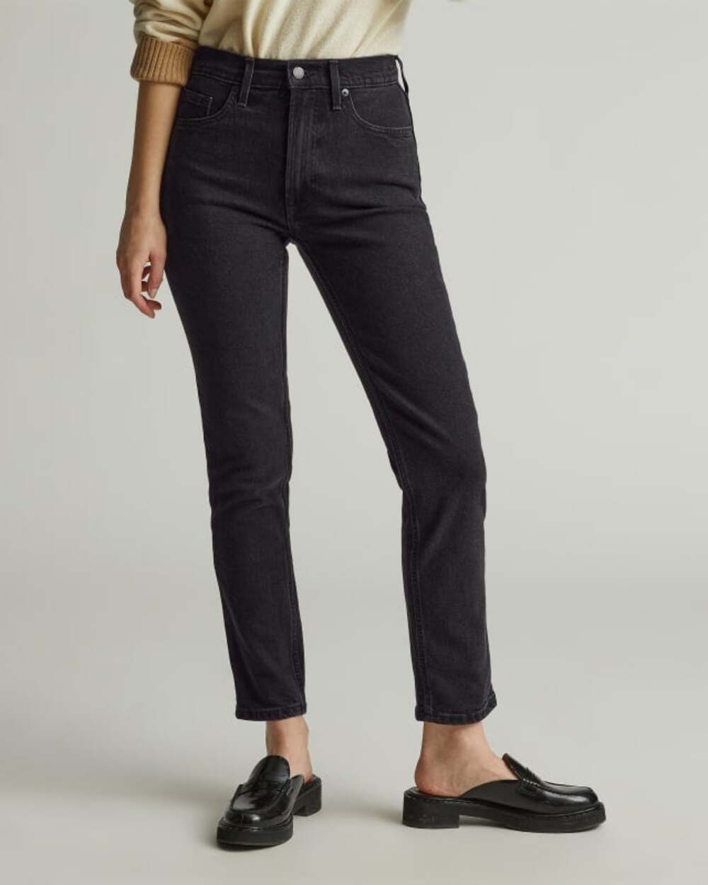 Everlane The Original Cheeky Jean in Tumbled Black 28 Crop NWT